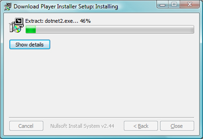 Download Player Installer in Progress